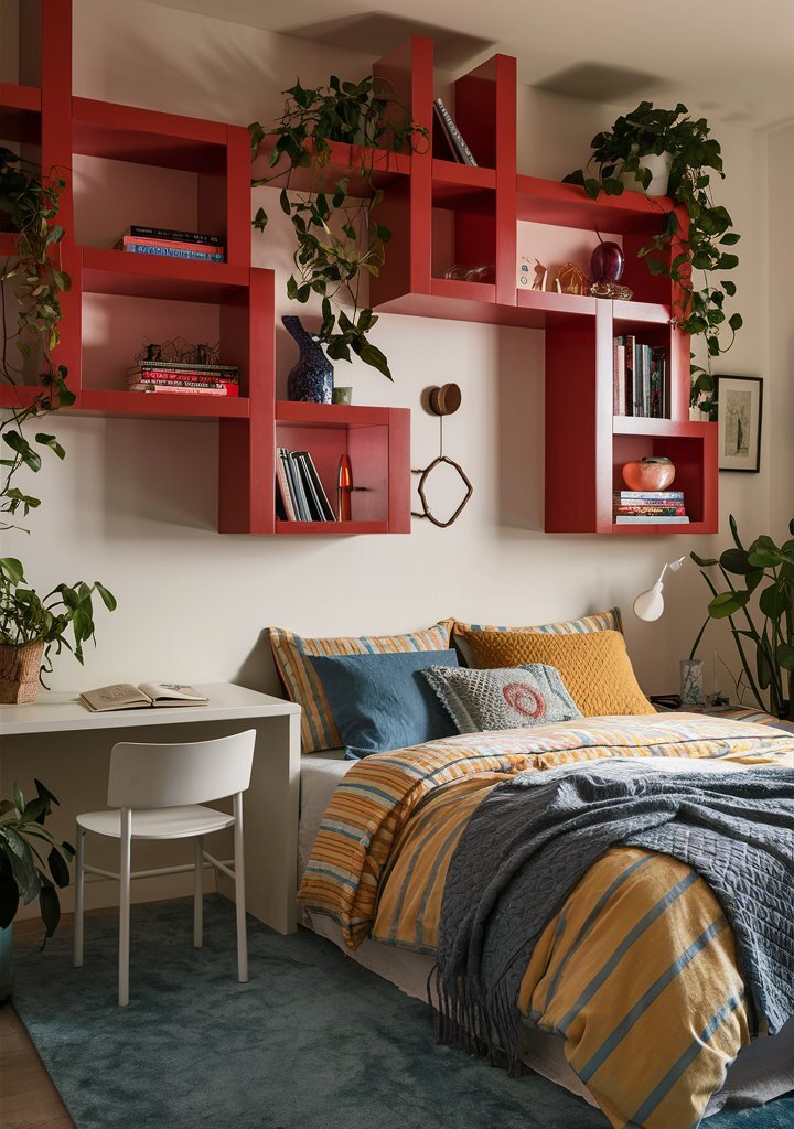 A-cozy-and-eclectic-bedroom-with-bold-re Z0z Mjcctrieknie8ykp3w Fctwjuwltsmdeqjblhcwca